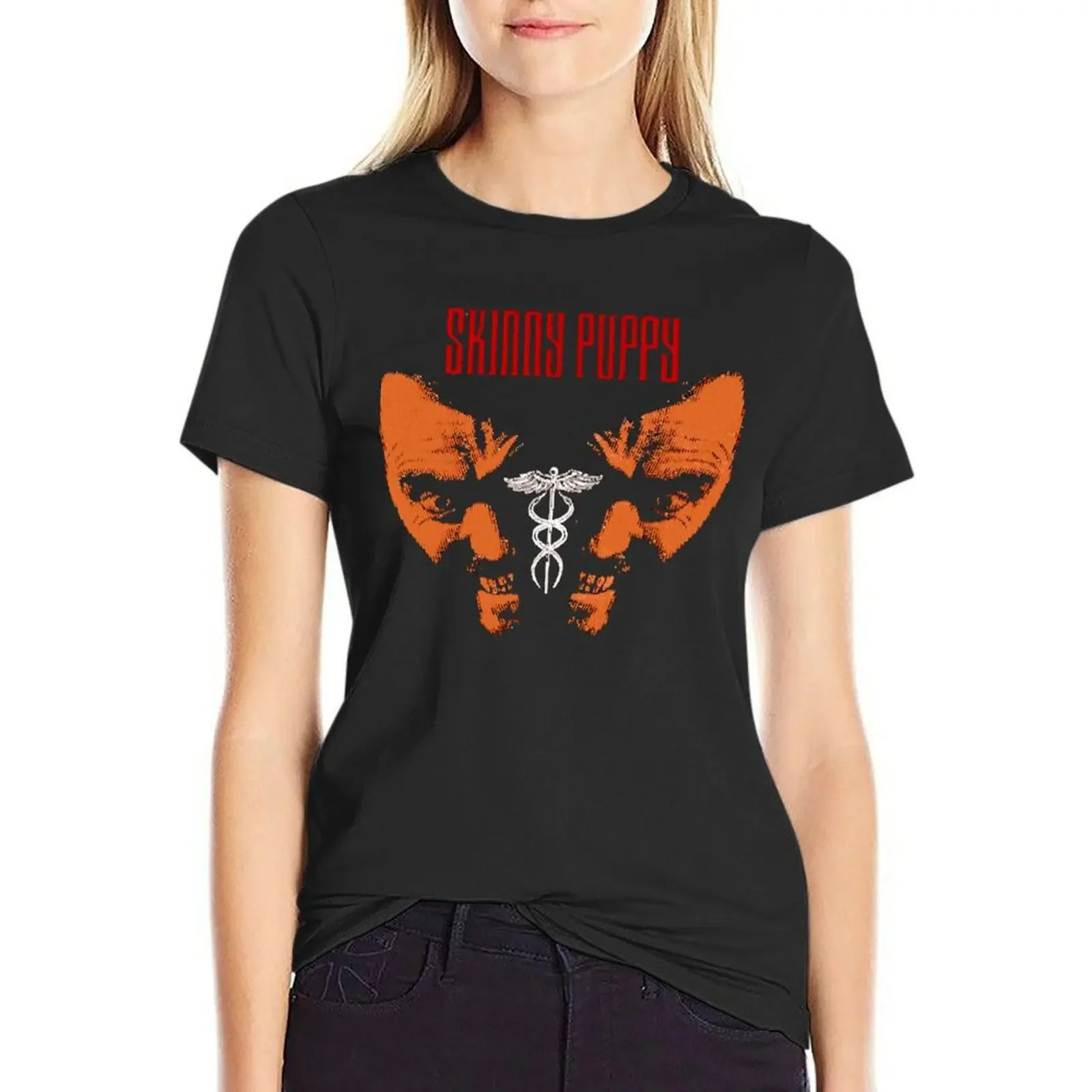 

Funny Gifts Industrial Skinny Electricity Puppy Retro Wave T-Shirt summer clothes customs sweat Woman clothes