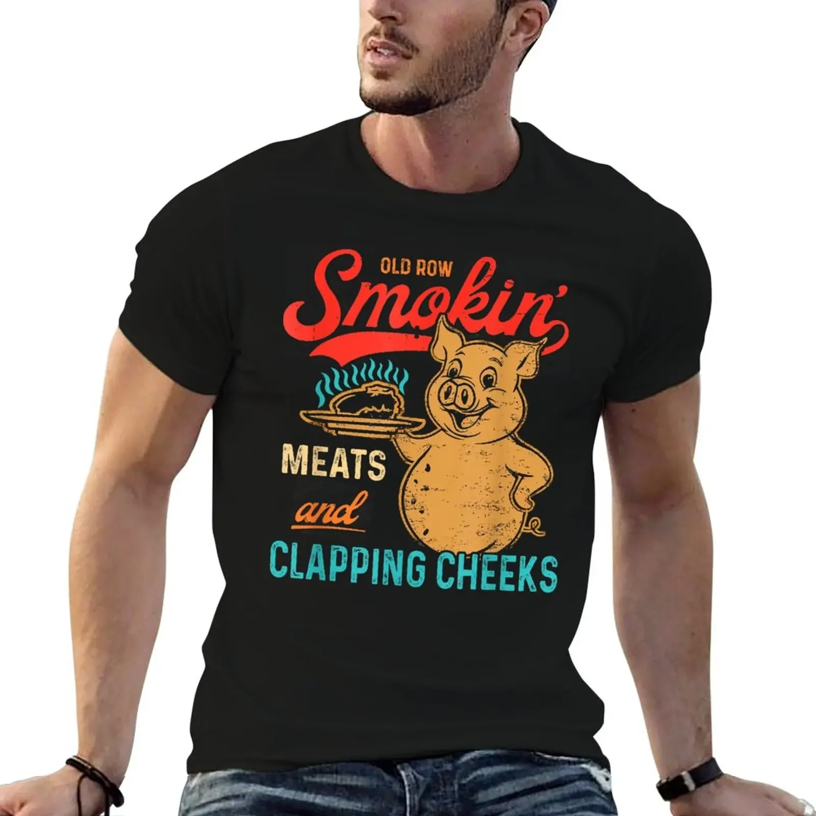 

Old Row Smokin' Meats And Clapping Cheeks Funny BBQ T-Shirt tshirts personalised affliction shirts t shirt men