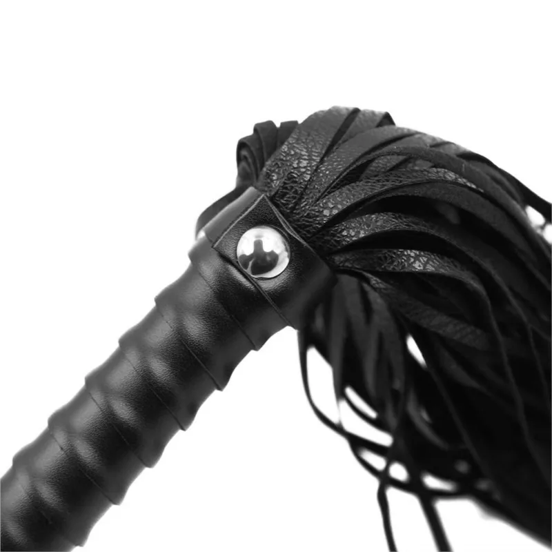 SM Leather Short Nail Black Belted Sexy Fun Whip Flirting Fantasy Sex Toys Fetish Hand Paddle Kinky Restraint Bondage