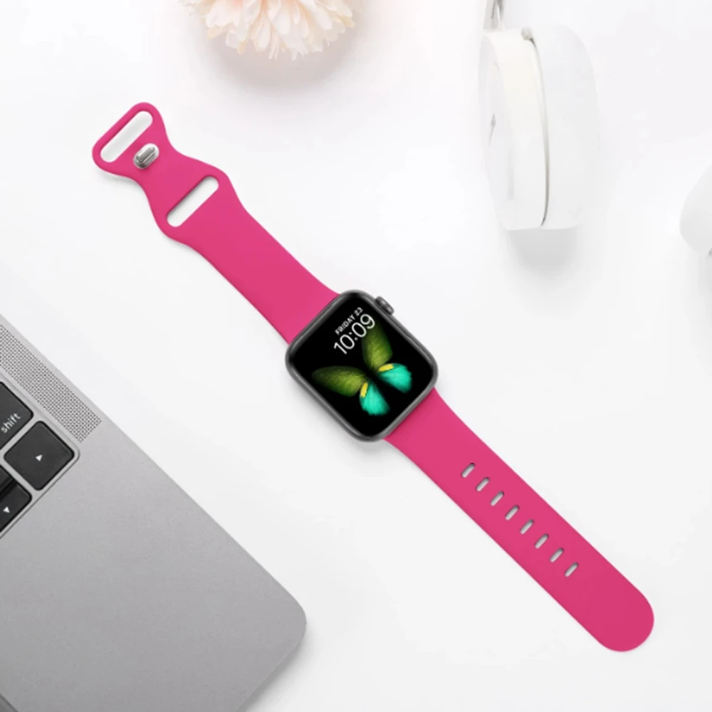 Silicone loop For Apple Watch band for iwatch women 10/9/7/ 38mm 40mm 41mm 42mm 44mm 45mm 46mm Strap