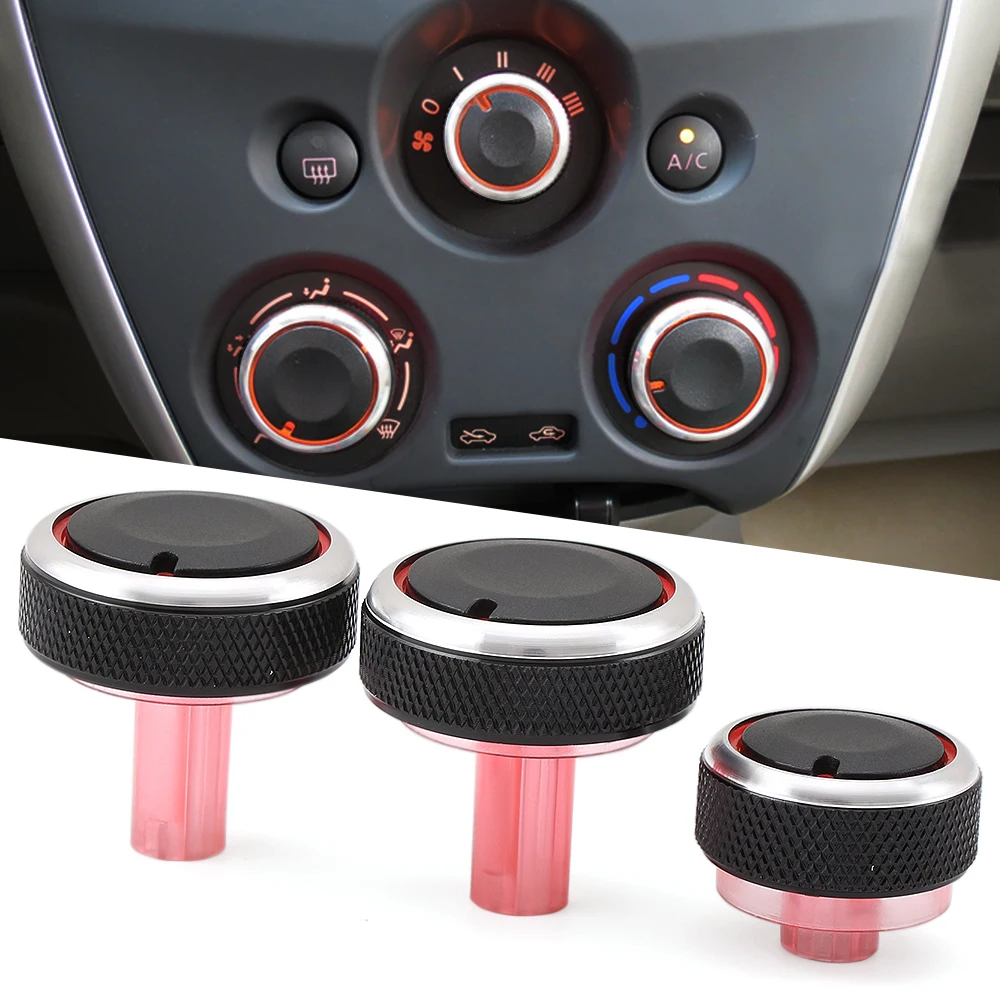 

3pcs/set Car-styling Air Conditioning heat control Switch AC Knob modify car accessories case for Nissan new Sunny March