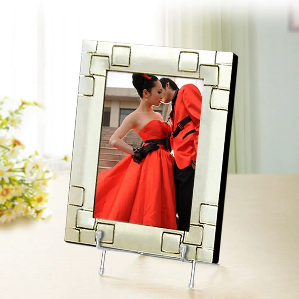 

2Pcs Silver Metal Frame Display Stand Iron Rack for Photo Picture Frame Desktop Decoration Iron Easel Easel Display