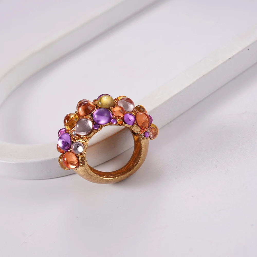 

Fashionable European Zircon Ring With Exaggerated Wide-format Design And Multifunctional New 2025 Style Color Concert Accessorie