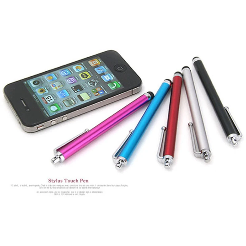 300pcs/lot With Clip Metal Capacitive Stylus Touch Screen Pen for iPhone iPad Samsung Tablet PC Mobile Cell Phone