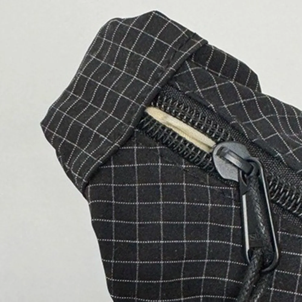 

Adjustable Strap Plaid Crossbody Shoulder Bag Zipper Cloth Large Capacity Drawstring Handbag Pleated Tote