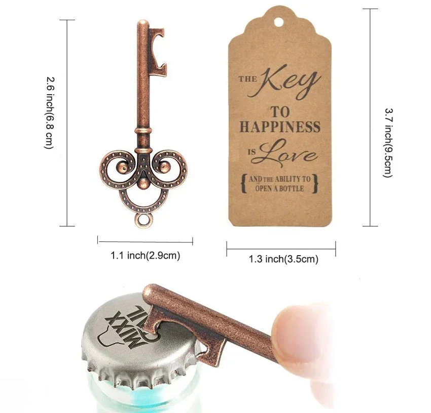 50 Stück/Set Schlüssel-Flaschenöffner im Vintage-Stil als Andenken für Paare, romantische Hochzeitsdekoration & praktisches Gastgeschenk, einzigartiges Hochzeitsgeschenk – Detail 3