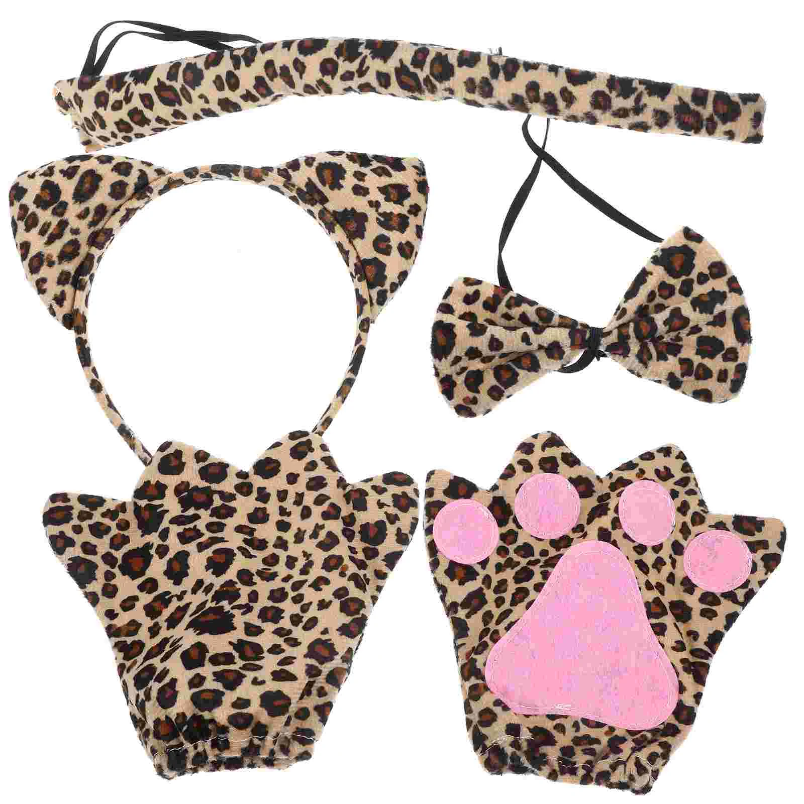 

Leopard Print Headband Set Animal Costume Tail Performance Headbands Cosplay Supplies Party Ears Accessories