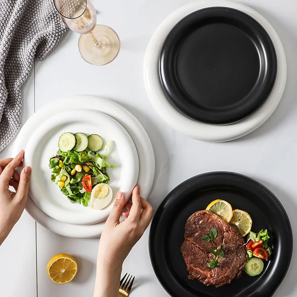 

1 шт., высококлассная матовая тарелка для макарон, красивая керамическая тарелка для сервировки стейка, классическая идея подарка, легко чистящаяся домашняя тарелка