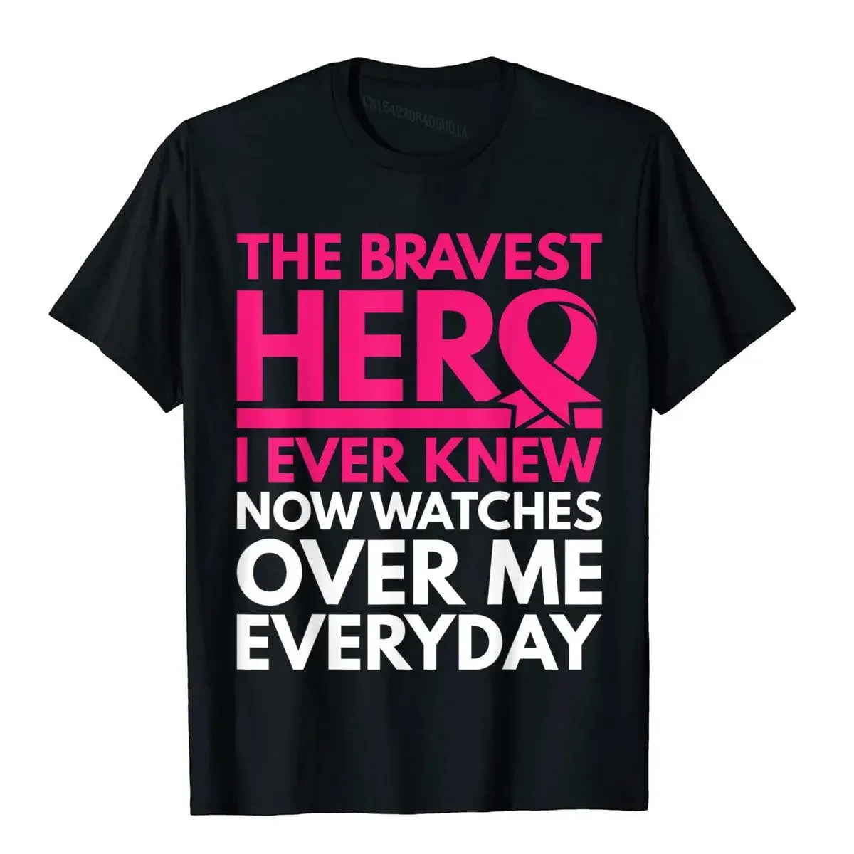 Watching Over Me Breast Cancer Awareness Shirt Cotton T Shirts For Male Fitness Tops & Tees New Coming Personalized