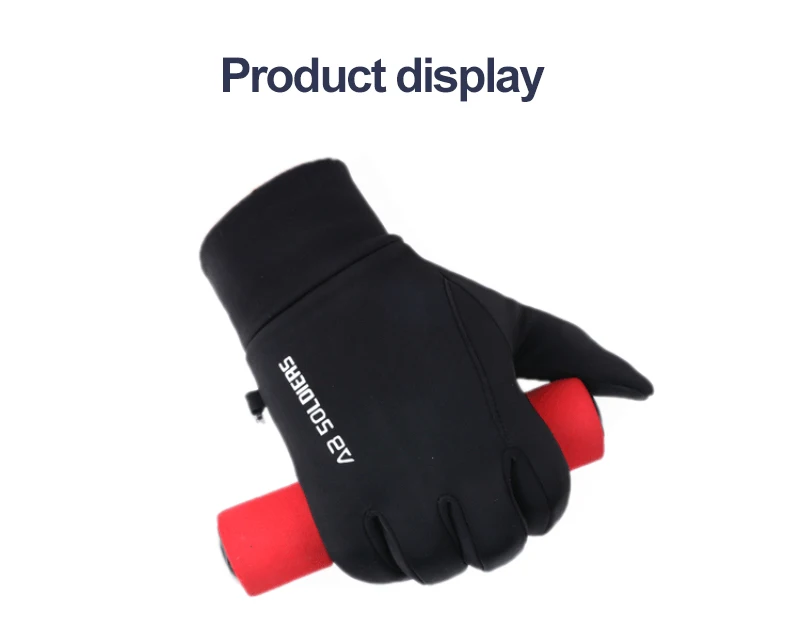 2/1 Paar schwarz Winter warm volle Finger wasserdicht Radfahren Outdoor-Sport Laufen Motorrad Ski Touchscreen Fleece Handschuhe