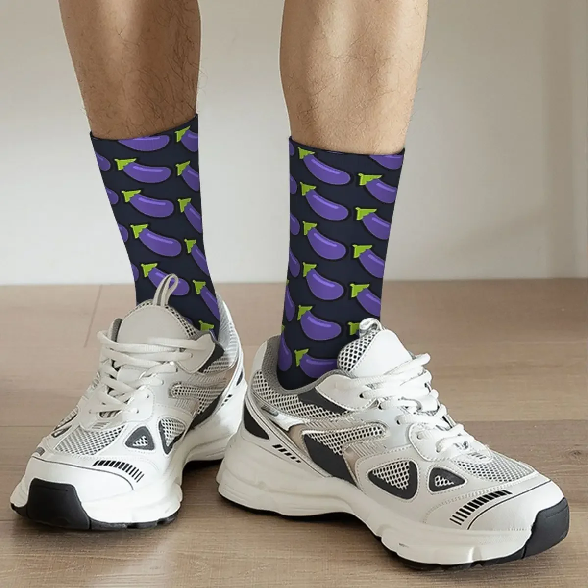 Eggplant Socks Harajuku Sweat Absorbing Stockings All Season Long Socks Accessories for Man's Woman's Christmas Gifts