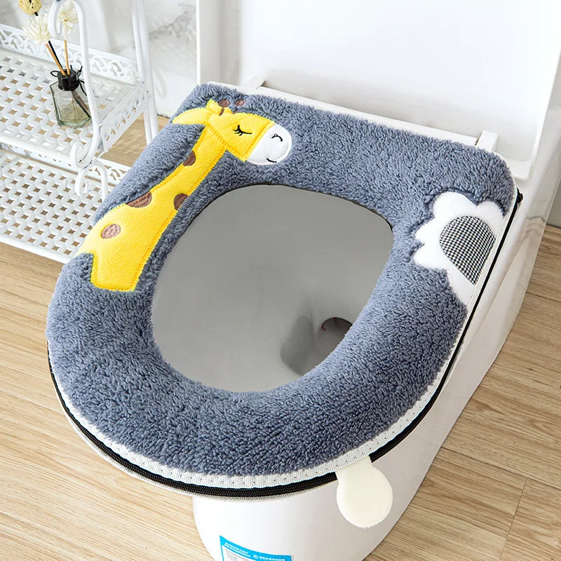 Universal toilet seat cover giraffe pattern closestool mat soft warm toilet seat WC cushion pad bathroom toilet lid accessories