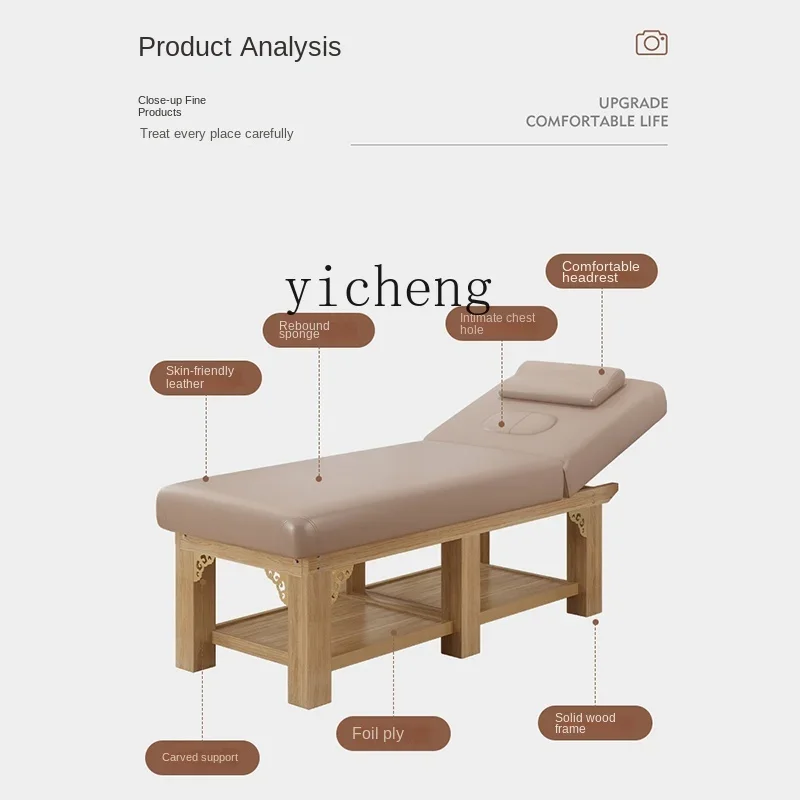 W5.18 solid wood beauty bed beauty salon special massage bed massage bed eyelash spa with chest hole