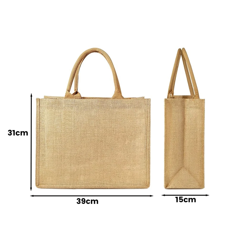 Tas belanja katun dapat dipakai ulang, tas Tote pengiring pengantin, tas Interior berlaminasi dengan pegangan