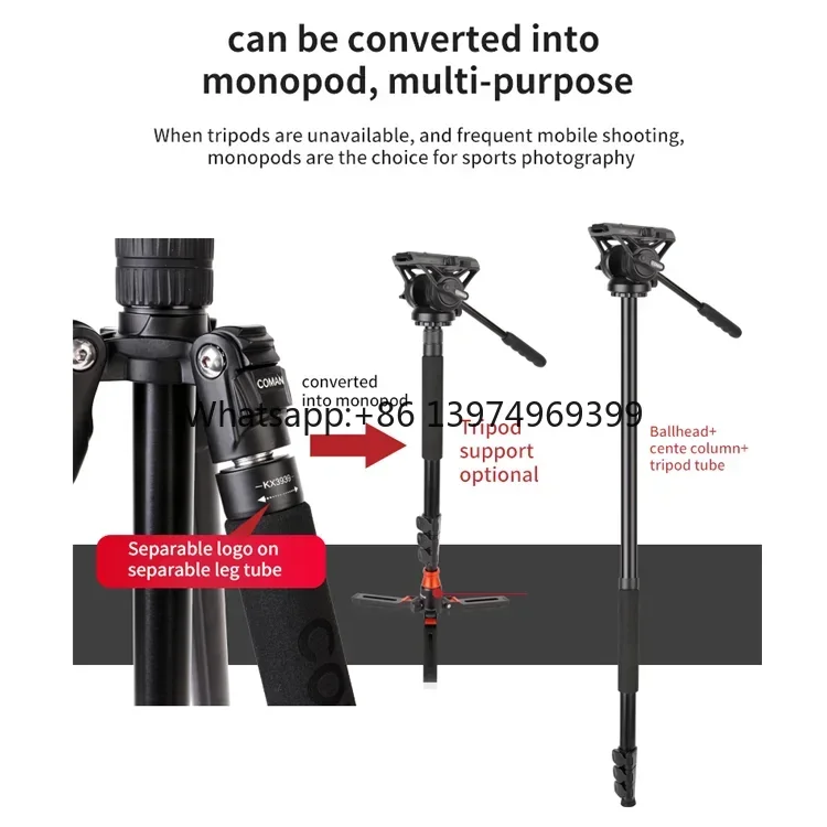 New Design  KX3939  Professional Video Universal  Tripod with Fluid Ball Head factory