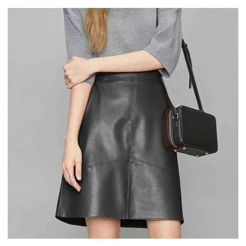 pu leather autumn and winter new design high waist skirt short skirt