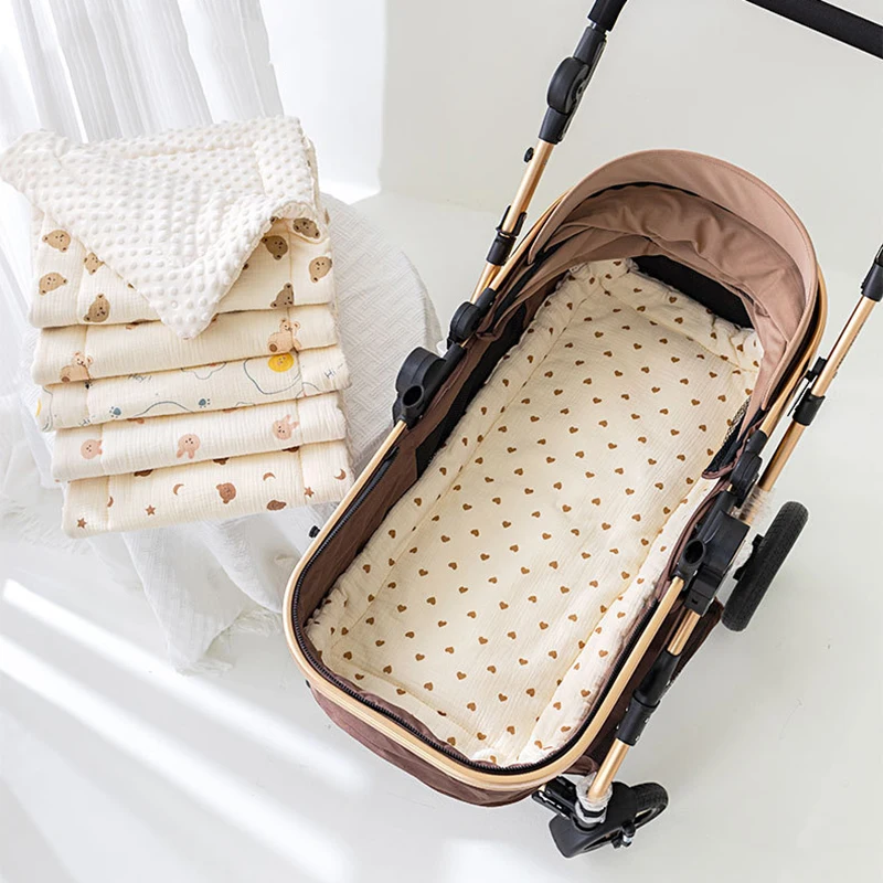 

Universal Baby Stroller Mat Soft Newborn Blanket Carriage Pram Cotton-padded Mattress Gauze Summer Cart Mat Stroller Accessories