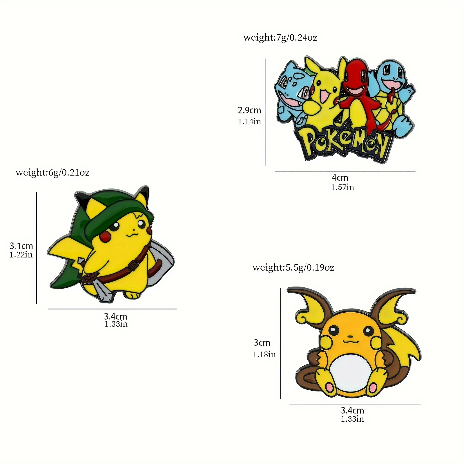 3-delige schattige Raichu cartoon broche persoonlijkheid Pikachu Warrior emaille pin metalen badge kleding rugzak sieraden