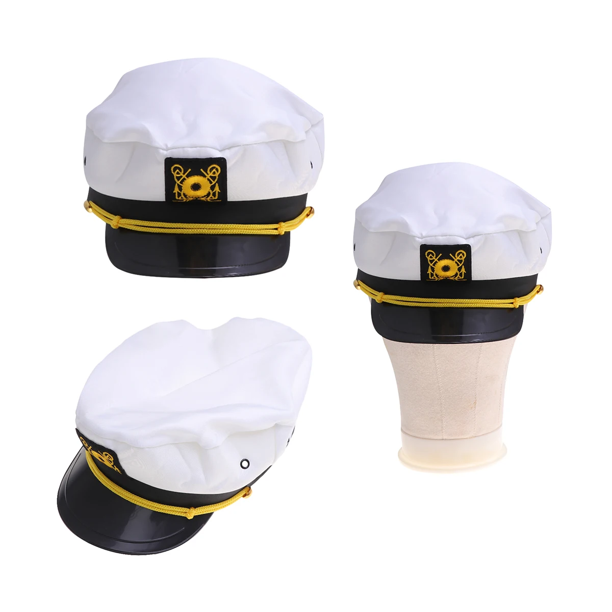 

2 pcs White Captain Hat Yacht Sailor Costume Party Accessory Halloween Bachelorette Boat Party Cosplay Uniform Hat For Adults