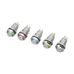 8mm Mini Colored Waterproof Metal Push Button Switch LED Light Self-locking/self Resetting