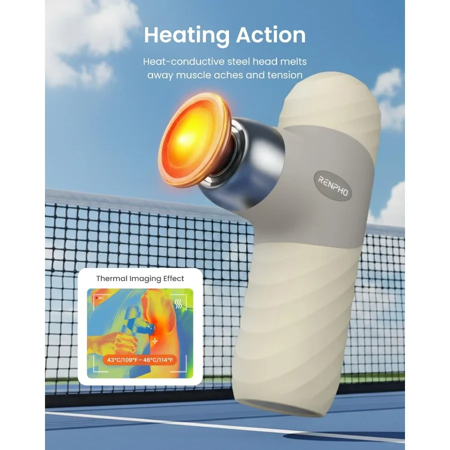 Mini Thermal Massage Gun with Heat for Targeted Muscle Relief: Portable Deep Tissue Percussion Massager with Adjustable Intensi