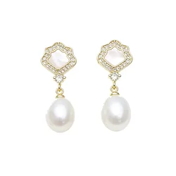 Real Natural Freshwater White Pearl Earrings Woman,Cute 925 Silver Pearl Earring Dangle Wife Girl Gift Pink Black