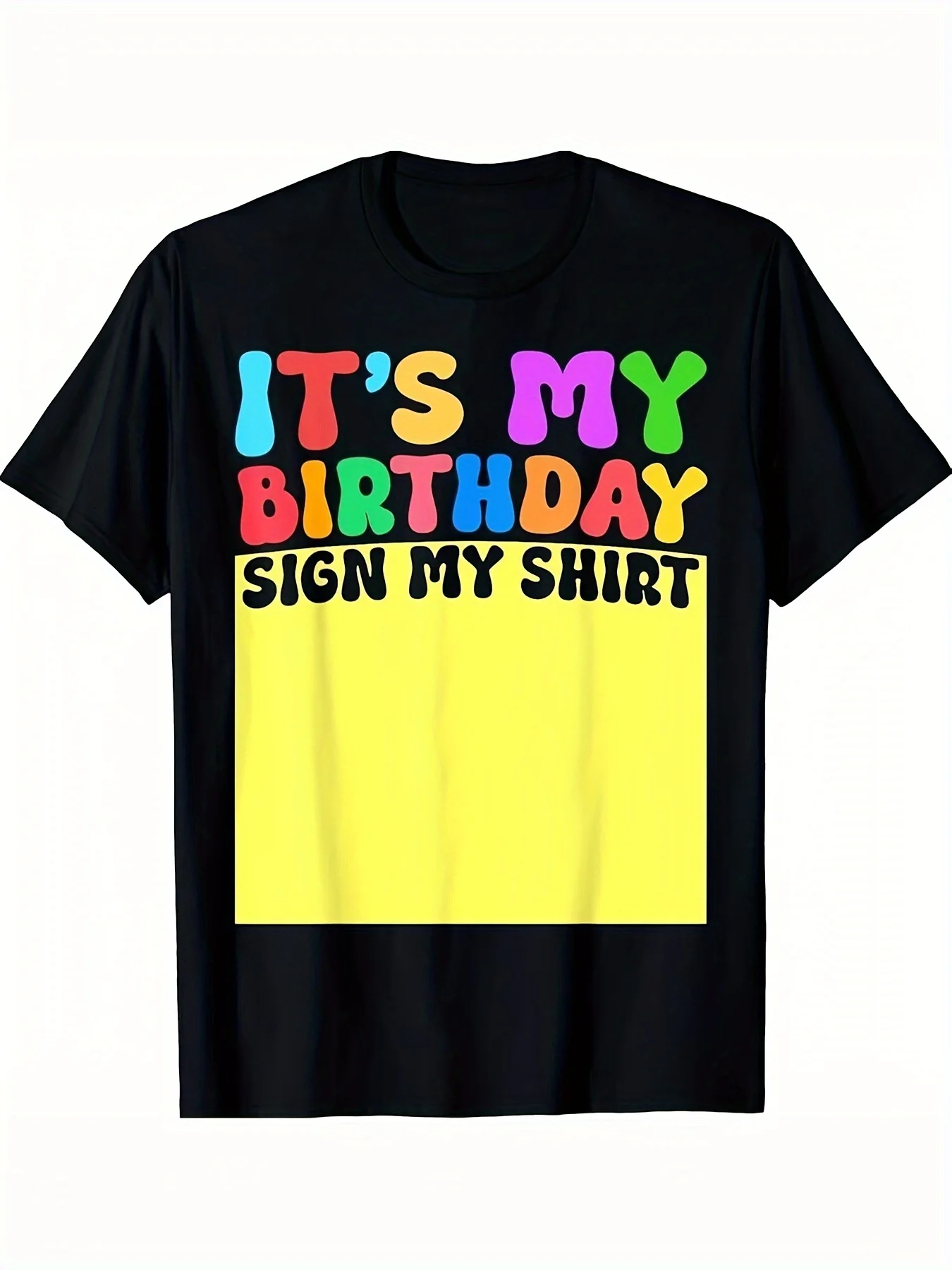 

Мужская футболка на день рождения из 100% хлопка — повседневная футболка с круглым вырезом, коротким рукавом, разноцветная, с принтом «It's My Birthday, Sign My Shirt», Machi