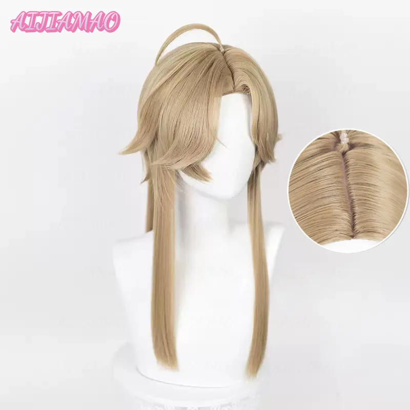 Yanqing Cosplay Wig Game Honkai: Star Rail 50cm Long Linen Brown Ponytail Wig Heat Resistant Synthetic Halloween Wigs + Wig Cap