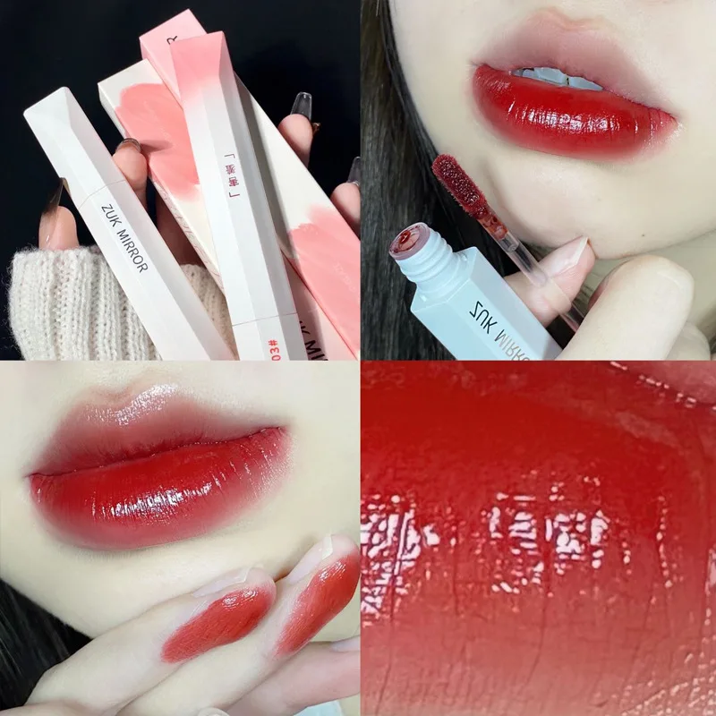 미러 립스틱 립 글로스 매트 텍스처, 방수, 오래 지속되는 땀 방지, 풍부한 색상, 실키 립 글레이즈 립 틴트 