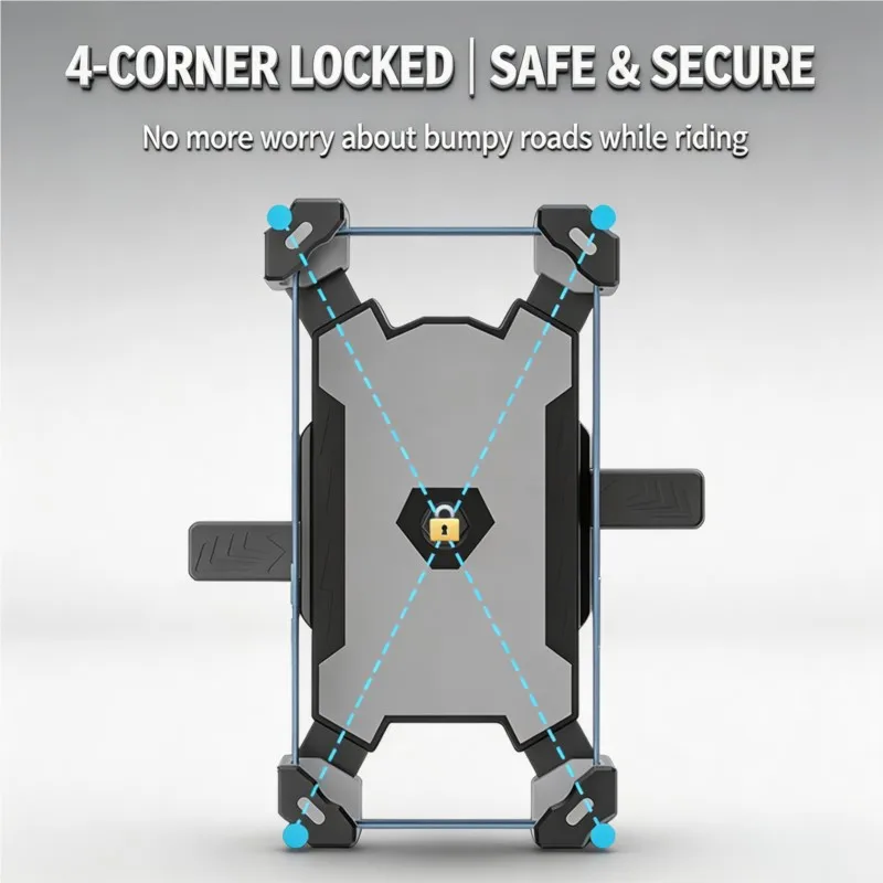 Motorcycle Rider Phone Mount Anti-Shake Shockproof Bicycle Phone Holder Silicone Non-Slip Handlebar Phone Stand 360° Rotation view 4