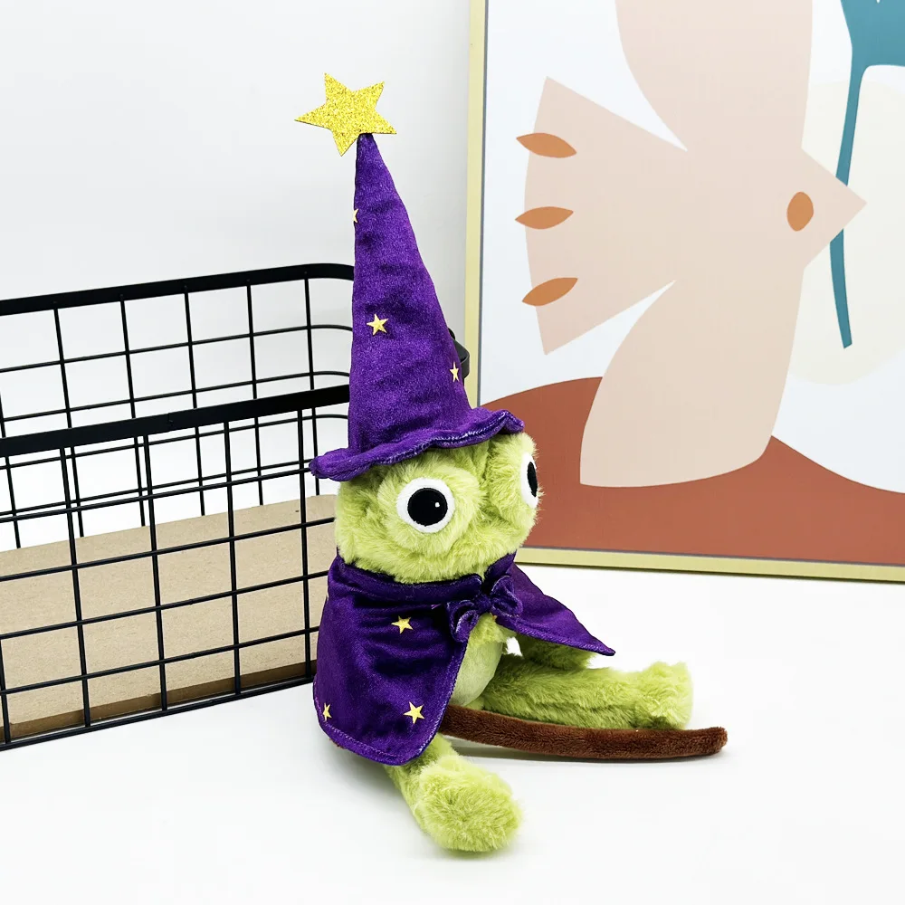ضوء القمر مانور الضفدع معالج ألعاب من نسيج مخملي دمية الضفدع الأخضر عقد عصا سحرية مع قبعة أرجوانية جمع لعبة لهدايا الأطفال