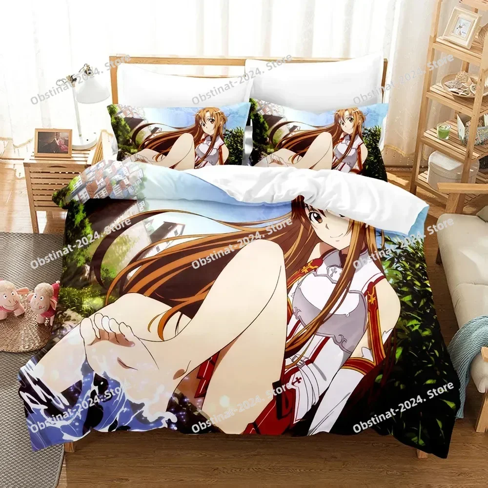 

3D Anime Sword God Domain Bedding Set Printed Bed Set With Pillowcase Bed Duvet Cover Soft Single Double Queen Super King Size