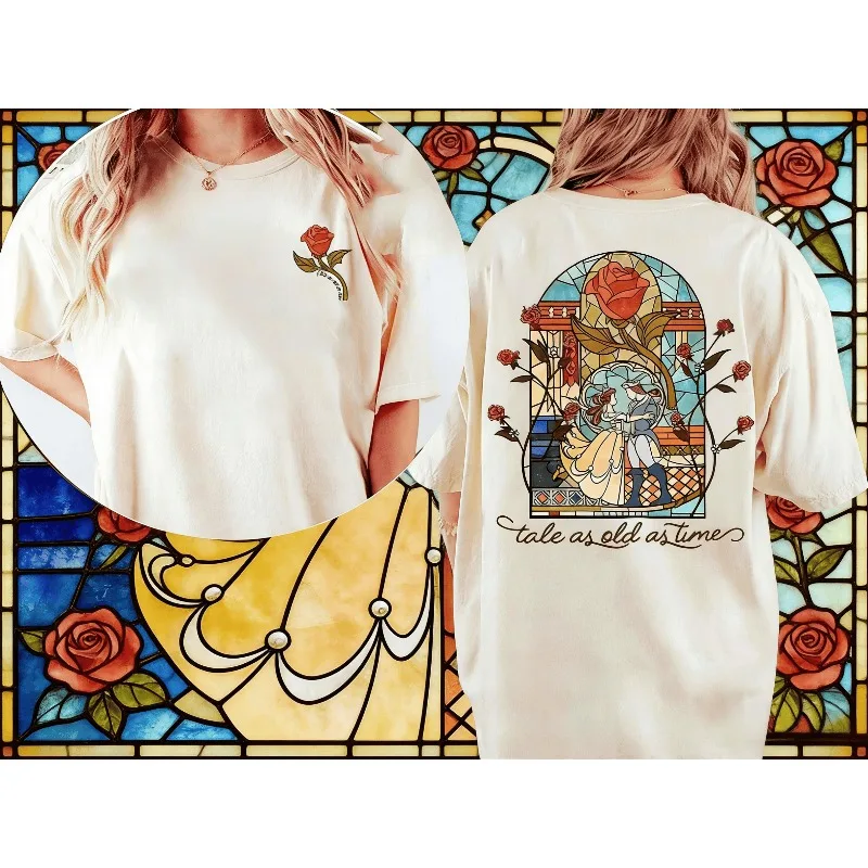 Chemise Disney Belle, t-shirt princesse Disney, rétro, La Belle et la Bête, à manches courtes, Tales As Old As Time