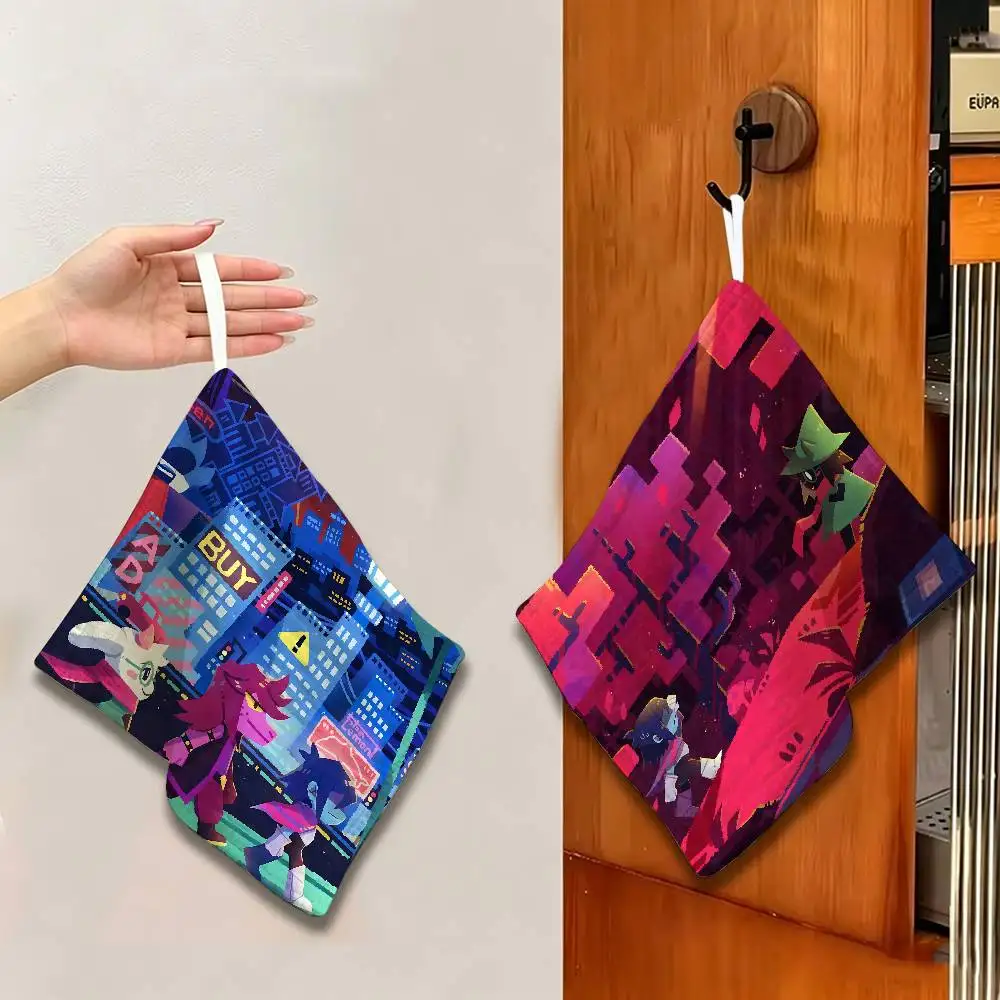 D-Deltarune Polyester Cotton Hanging Kitchen Towel, Soft Hand Wiping Towel, Reusable for Kitchen Bathroom Home