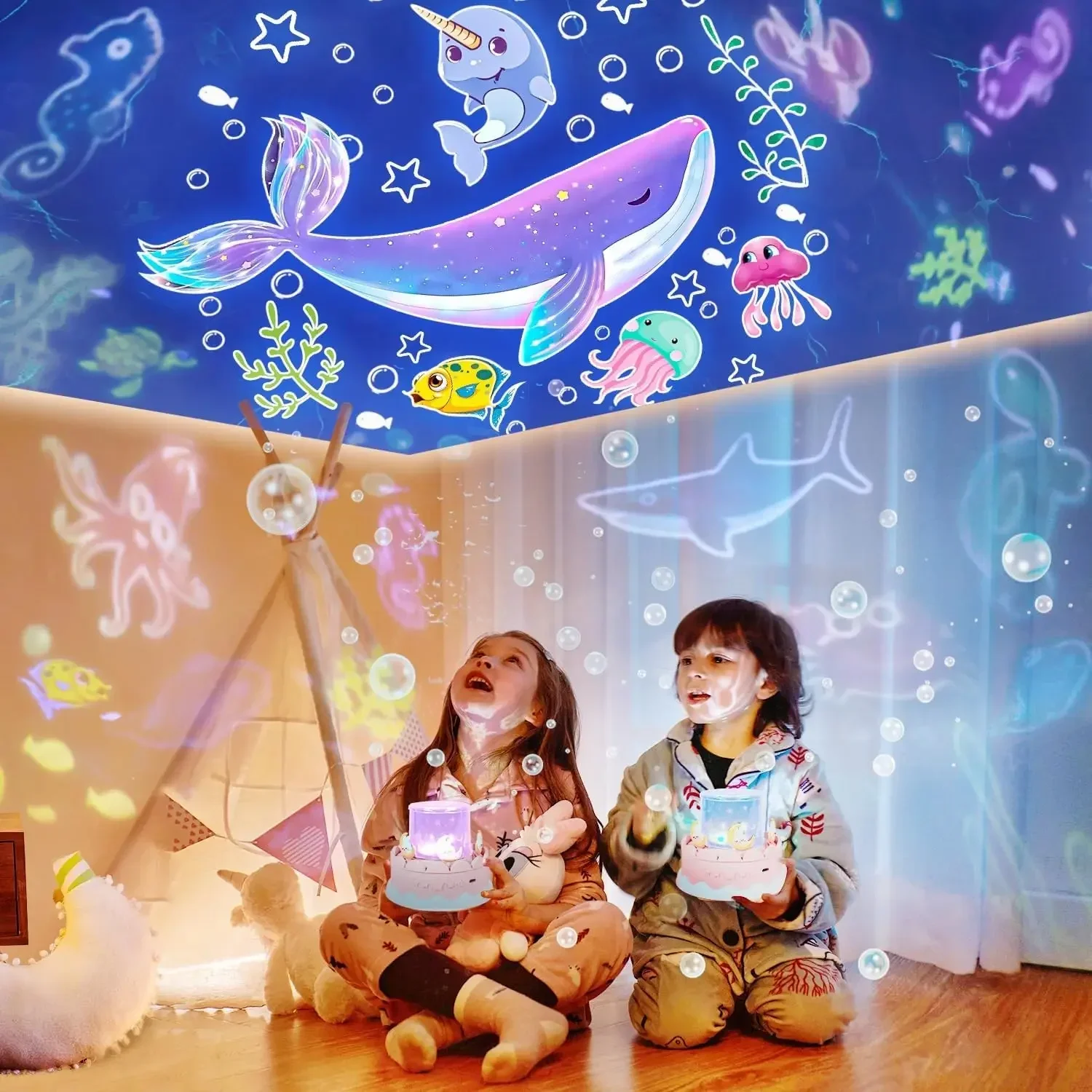 21 Sets of Films, Night Lights for Kids, 360° Rotating Star Galaxy Projector for Bedroom Birthday, Christmas Gifts, Room Decor