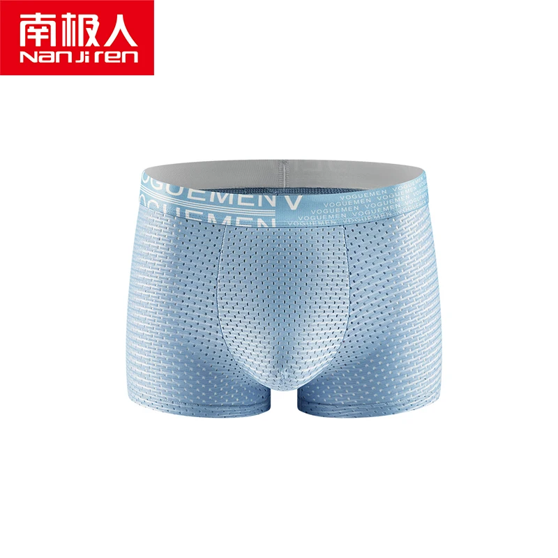 

1pc Nanjiren Ice Silk Men Boxer Underwears 3A Graphene Antibacterial Solid Underpant Light Fast Dry Breathable Cool Male Panties