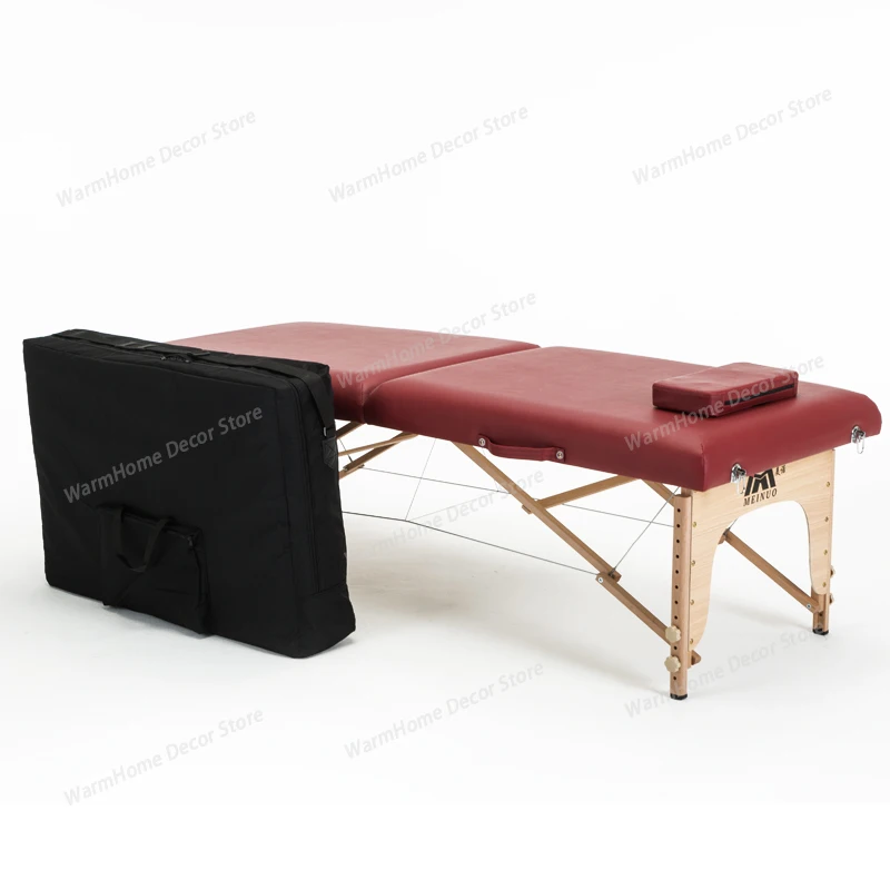 

Health Care Portable Massage Tables Thai Style Ear Cleaning Move Beech Wood Massage Sleep PU Leather Furniture Meja Pijat MHAMC