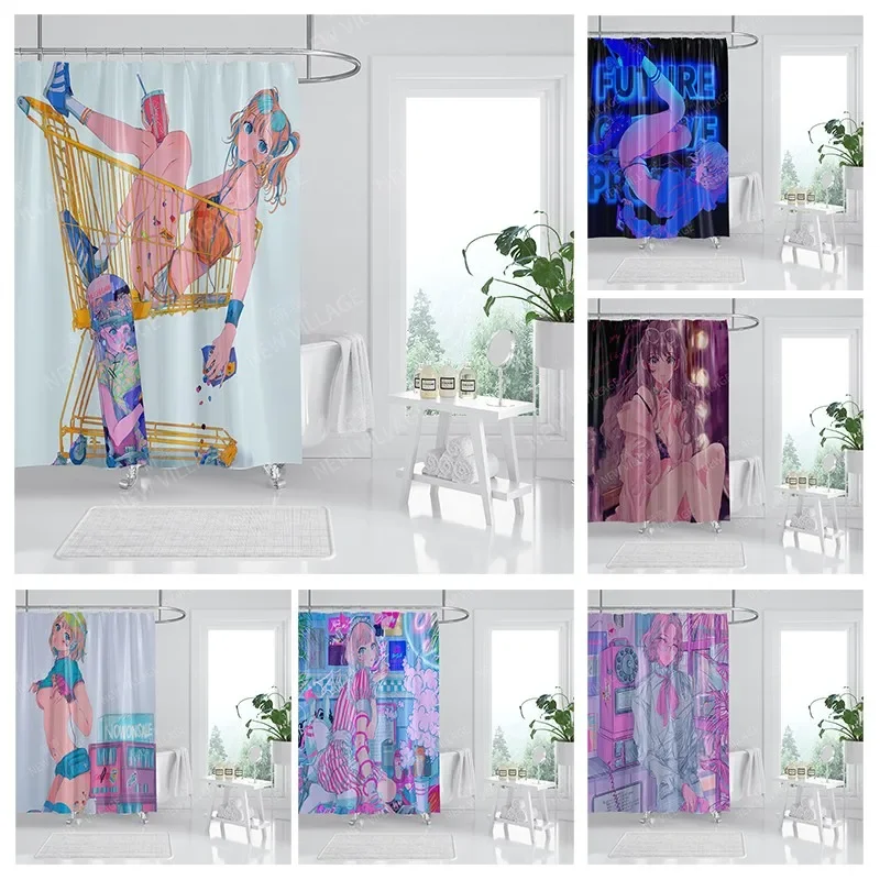 

Waterproof fabric shower curtains Bathroom curtain accessories 180x200 Bath curtain for shower 240*200 cartoon cute decoration