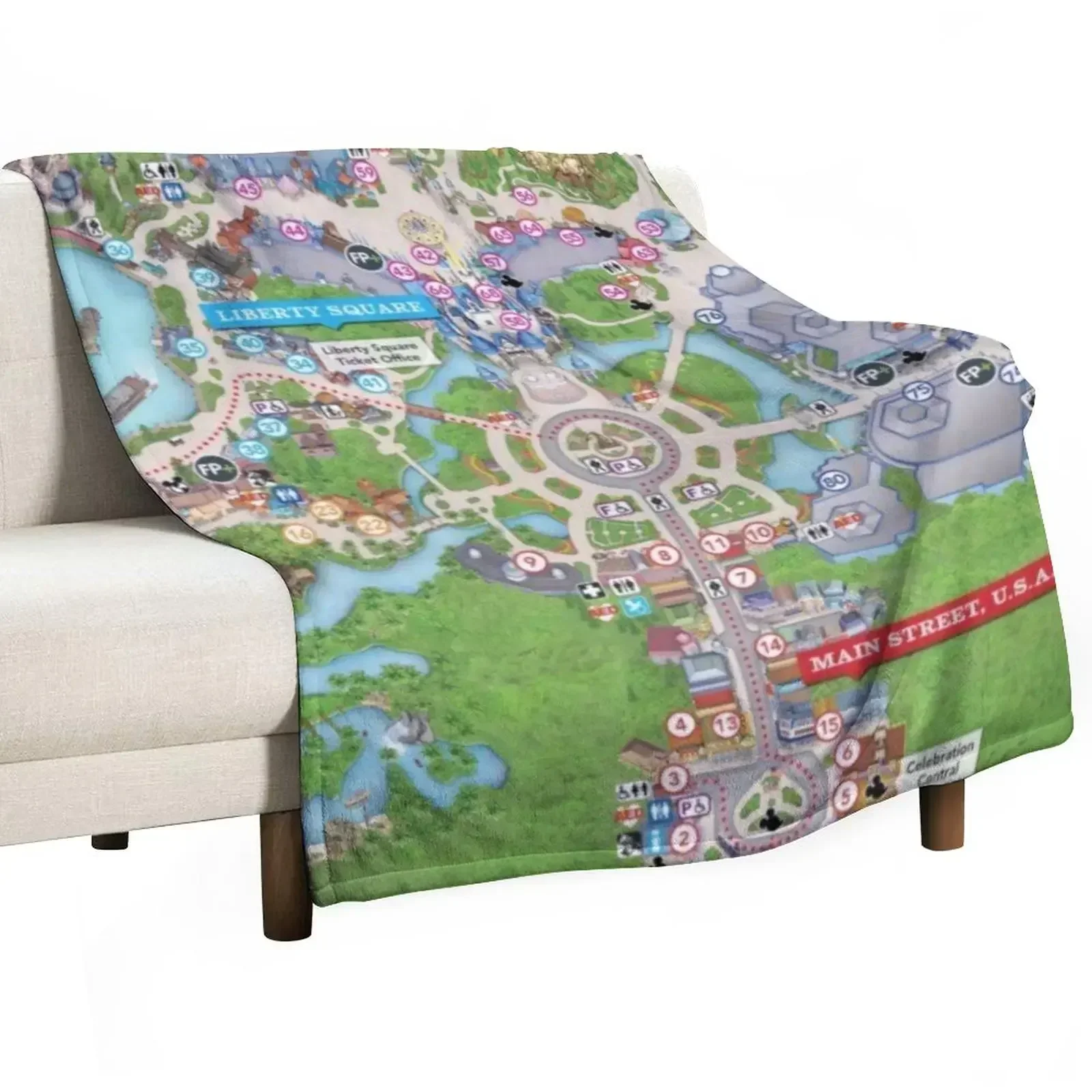 

Theme Park Map Throw Blanket Cute Plaid Bed linens Blankets