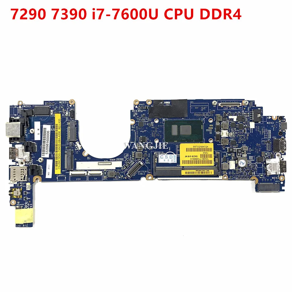 CN-0MC3DW 0MC3DW لـ Dell Latitude 7290 7390 اللوحة الأم للكمبيوتر المحمول مع i7-7600U CPU DDR4 DAZ20 LA-F312P اللوحة الرئيسية 100% OK