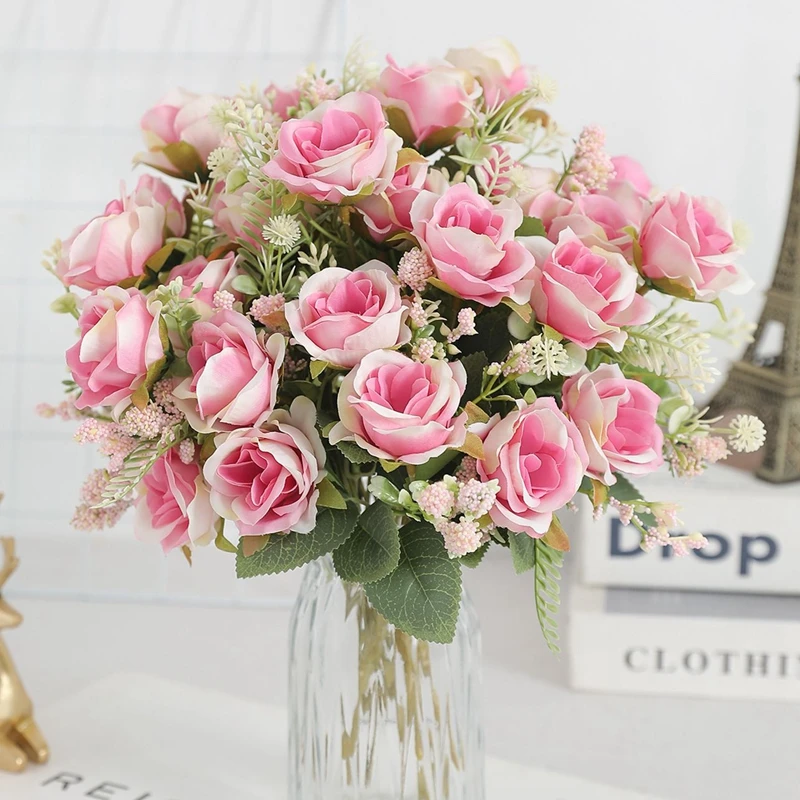1/2 Stück künstlicher Rosenblumenstrauß für Zuhause, Raumdekoration, künstliche Blumen, Garten, Hochzeit, Party, Dekoration, Outdoor, Weihnachtsdekoration – Detail 9