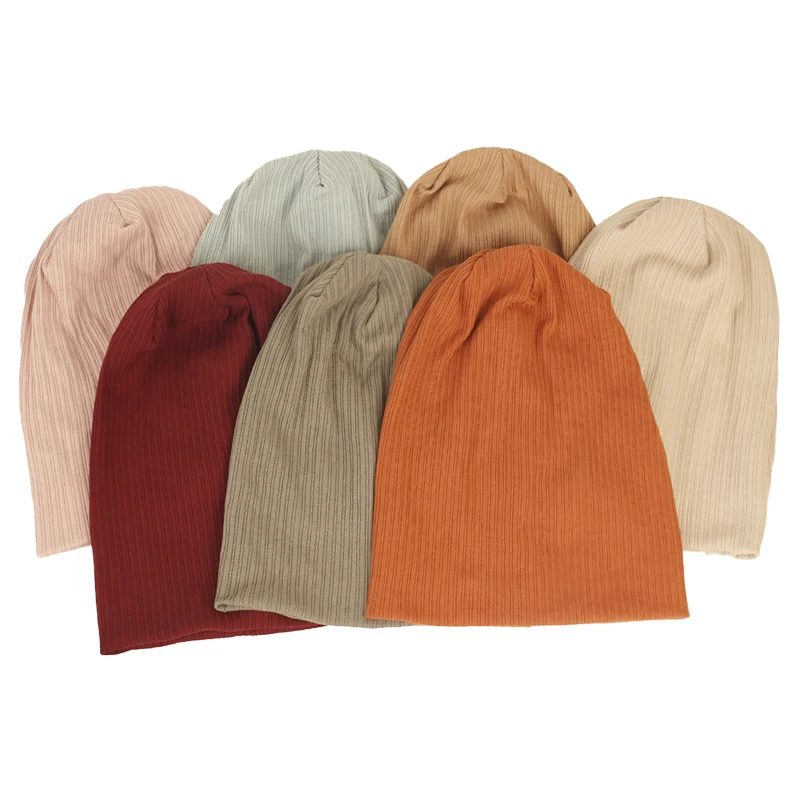 Women Spring Autumn Candy colors Ribbed Beanie Fashion Stretch Slouchy Caps Ladies Female Knitted Stripes Skullies Bonnets Hat