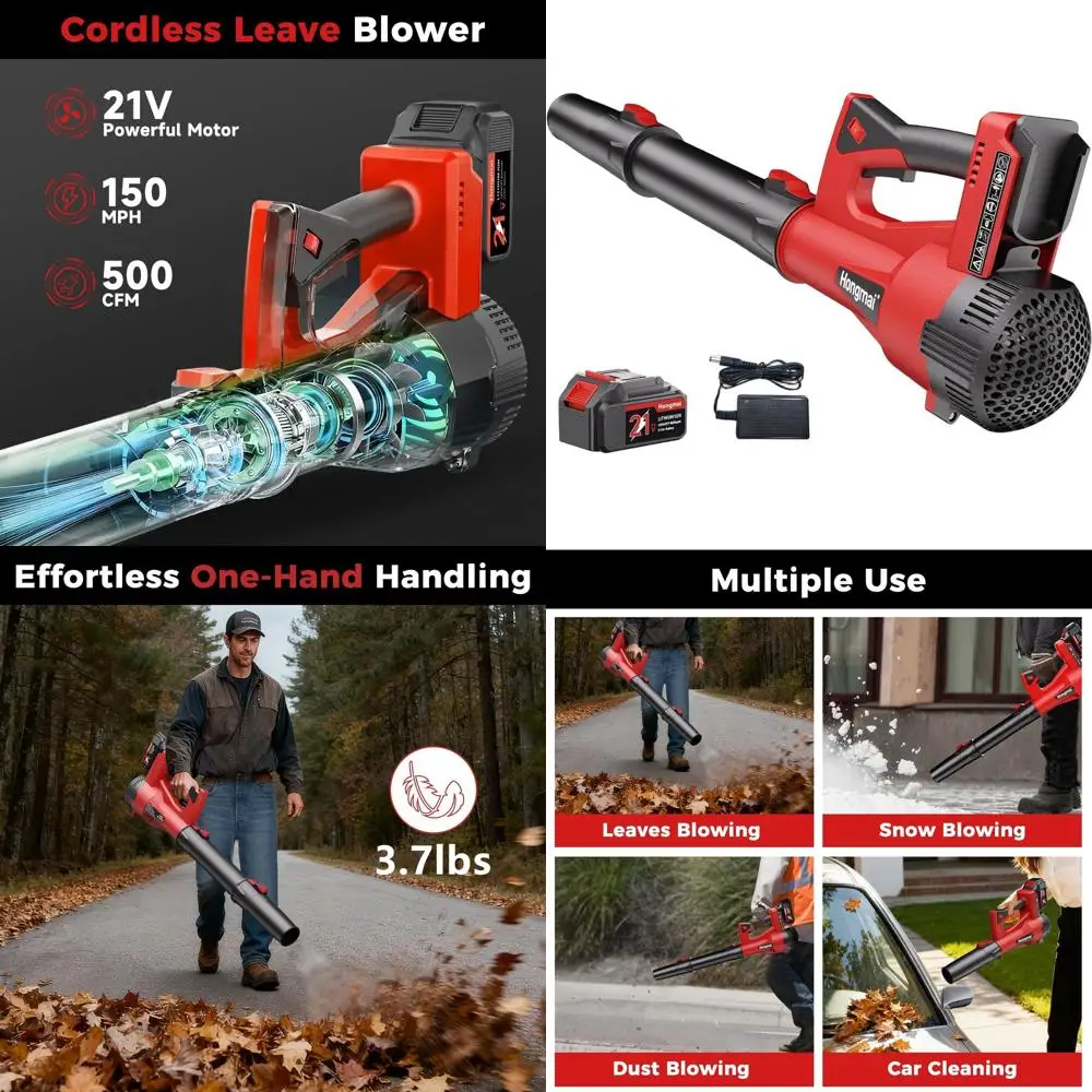 

Lightweight 21V Cordless Handheld Leaf Blower for Quiet Yard and Garden Maintenance