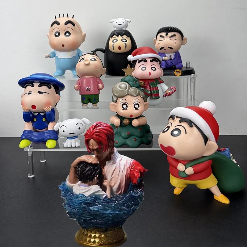 

One Piece GK Statue Luffy Shanks Figure Crayon Shin Chan Figure Cos Nohara Shinnosuke Model Himawari Figurine Christmas Gift Toy