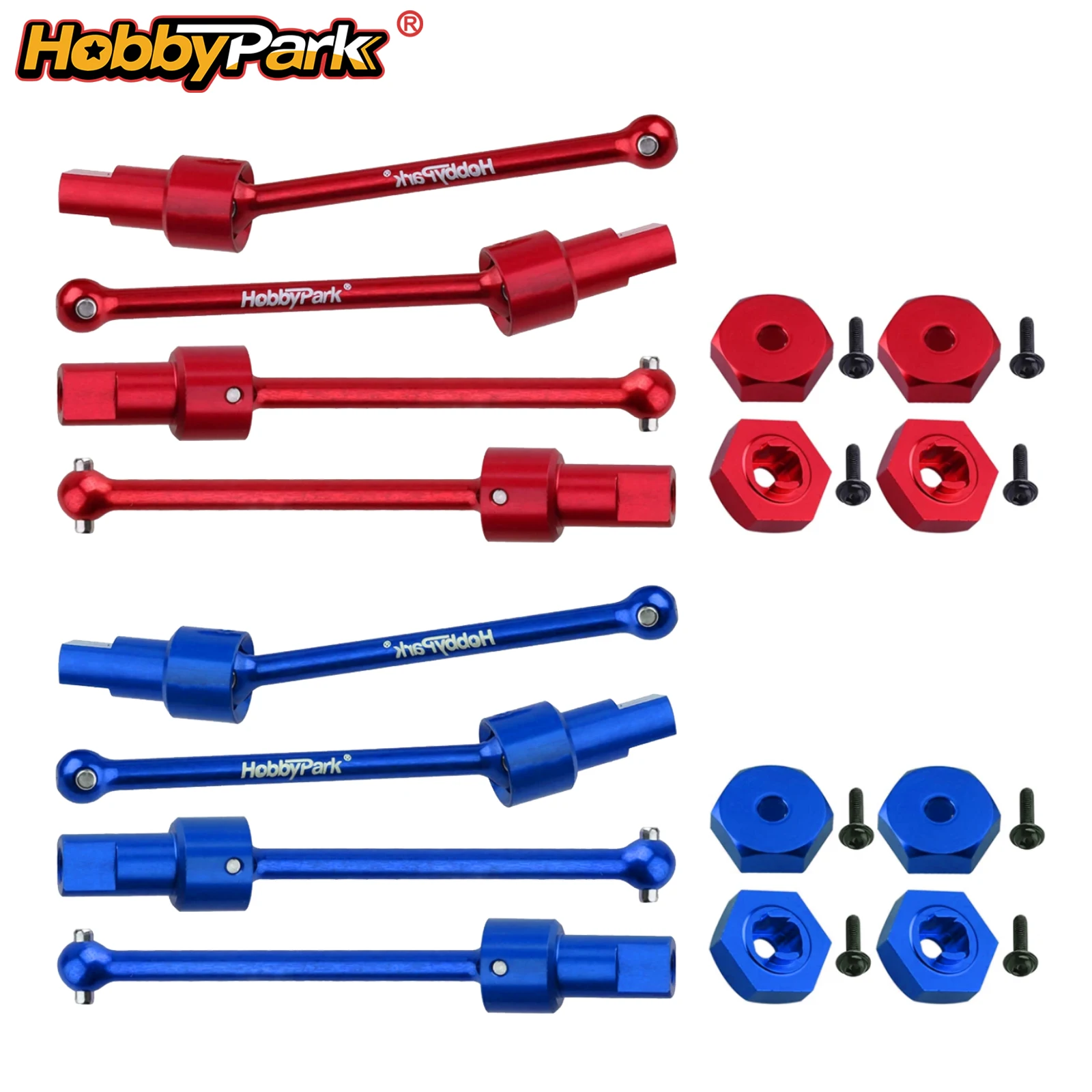 HobbyPark Aluminum Driveshaft Front Rear Hex Hubs for Traxxas 1/18 LaTrax Teton Desert Prerunner Replacement of 7650 7669 8-Pack