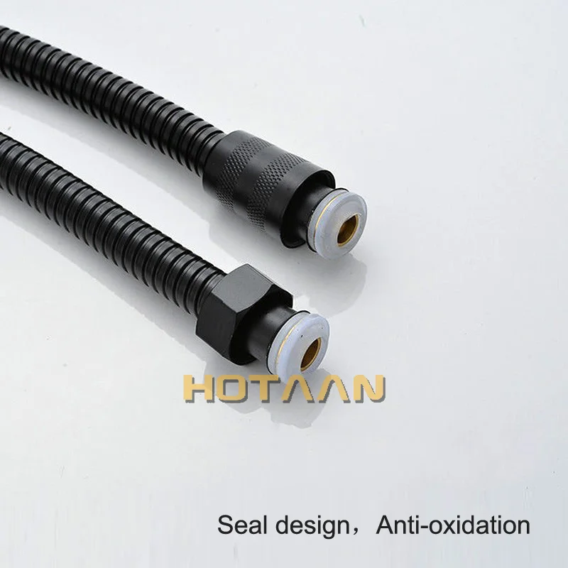 Black Color 1.5M Stainless Steel Flexible Shower Hose Pipe Double Lock with EPDM Inner Tubes .,Wholesale YT-5111-F