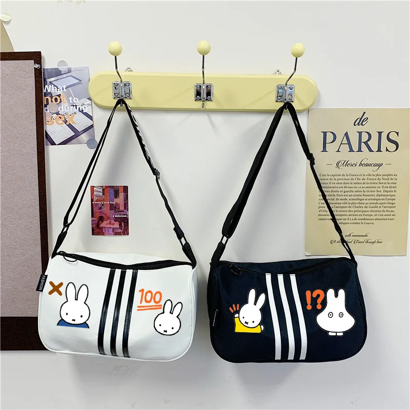 

Simple Cartoon Miffy Shoulder Bag Kawaii Miffy Rabbit Student Versatile Commuter Underarm Bag OxfordCloth Crossbody Storage Bag