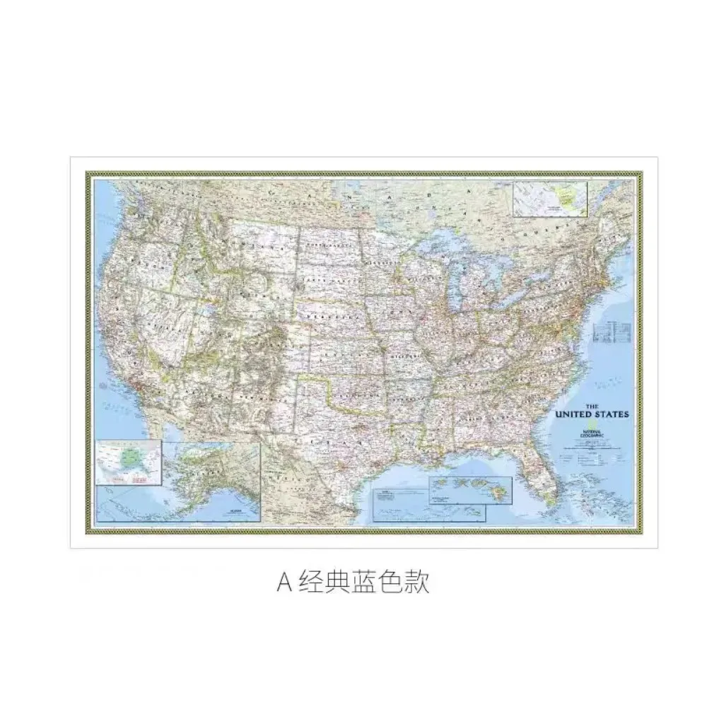 Large United States Map Wall Art Posters Home Decoration Prints High-quality Cotton Canvas Painting For WALL, Gift for Traveler