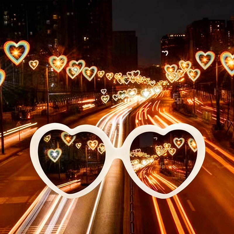 Heart Shaped Love Effects Glasses Watch The Lights Change to Heart Shape Diffraction Glasses At Night Christmas photo props