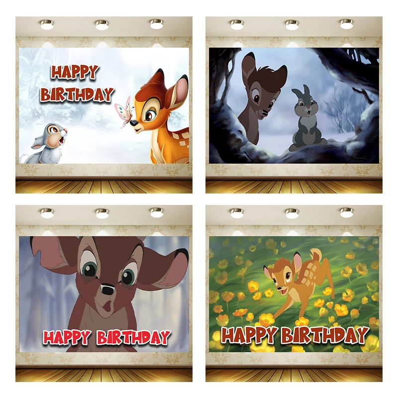 

Disney Bambi Backdrop Children Birthday Supplies Girl Princess Party Cartoon Decoration Background Photography